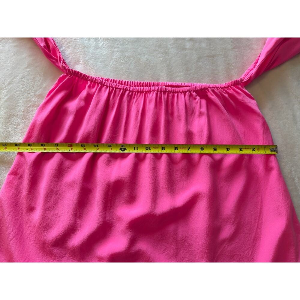 Lilly Pulitzer Size Large Sanilla Top 100% Silk Off the Shoulder Blouse Hot Pink - Picture 12 of 13